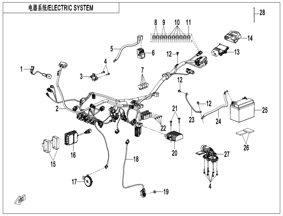 700MT 2026 F15 Electric System exploded diagram